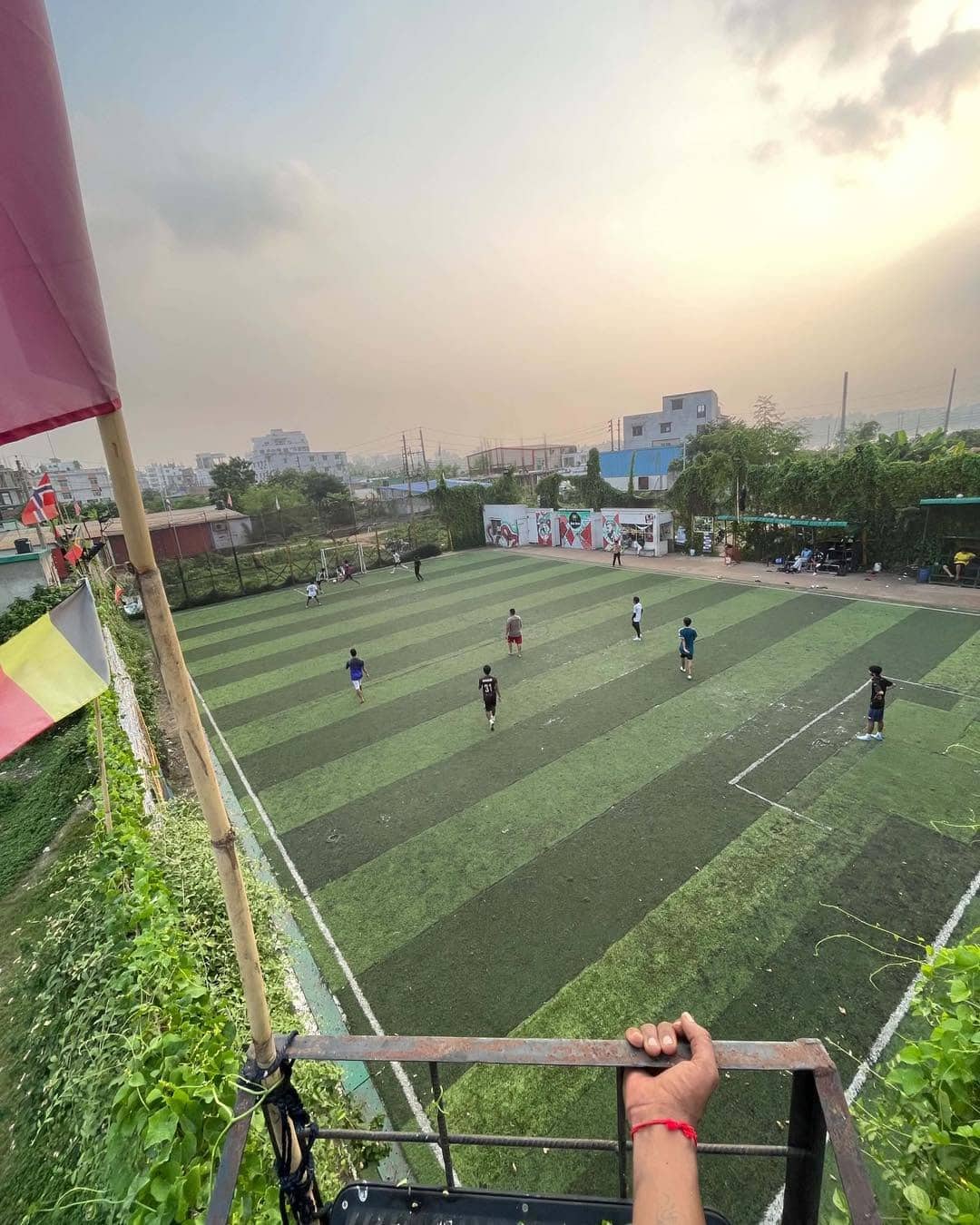 Players warming up on the Kick-Zone artificial turf